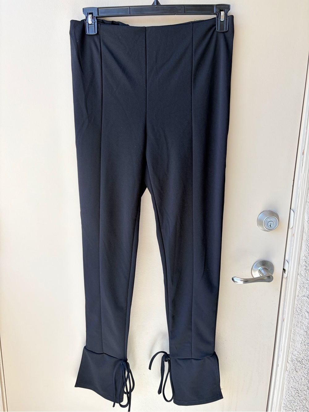Fashion Nova Black Women’s Slim Dress Pants with Tied Ribbon Hem